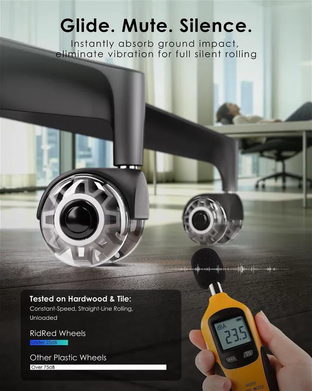 Alt view image 5 of 7 - Office Chair Wheels,Smooth & Quiet Rollerblade Casters Wheels,Heavy Duty Support 700lbs Dual-Wheel Design,Gaming Desk Chair Wheel Replacement for Hardwood Floors and Carpet,2 Inch Universal Fit