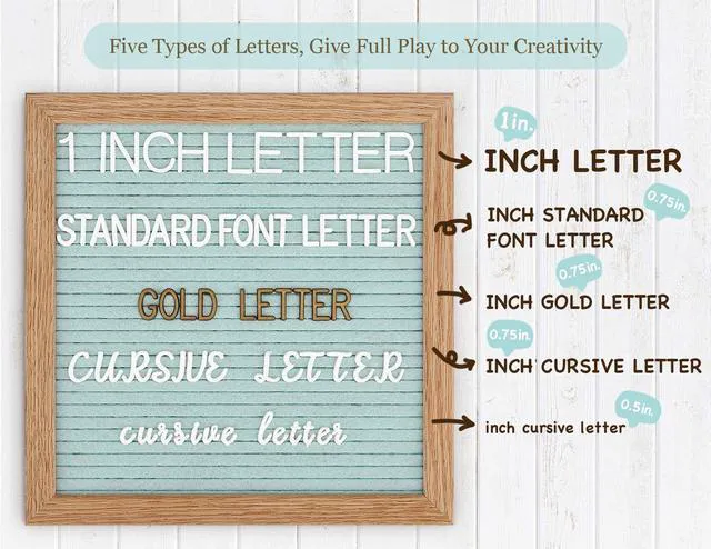 Alt view image 3 of 6 - Blue Felt Letter Board - 10x10 Inch, Pre Cut & Sorted 725 Letters, First Day of School Sign, Changeable Message Board for Classroom & Farmhouse Wall Decor