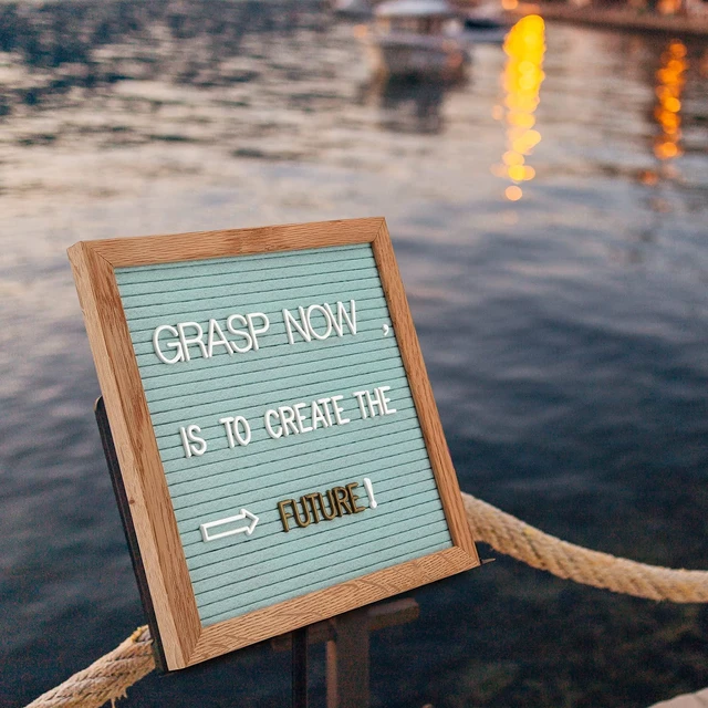 Alt view image 5 of 6 - Blue Felt Letter Board - 10x10 Inch, Pre Cut & Sorted 725 Letters, First Day of School Sign, Changeable Message Board for Classroom & Farmhouse Wall Decor