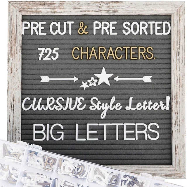 Main image of Changeable Felt Letter Board with Letters, Pre Cut & Sorted 725 Letters, First Day of School Board, Baby Announcement Sign, 10x10 Inch Message Board, Pregnancy Announcement Classroom Decor Sign Board