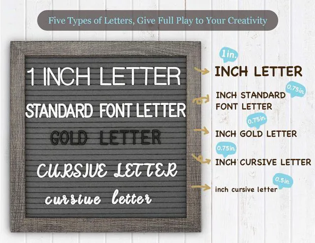 Alt view image 3 of 7 - Grey Felt Letter Board - 10x10 Inch, Pre Cut 725 Letters, First Day of School, Classroom Decor, Baby Announcements