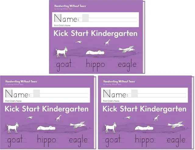 Main image of Kick Start Kindergarten, Age 4+, Pre-K and TK, Student Workbook, Handwriting Practice, Writing Book, School & Home, Language Arts, Tutoring (Pack of 3)