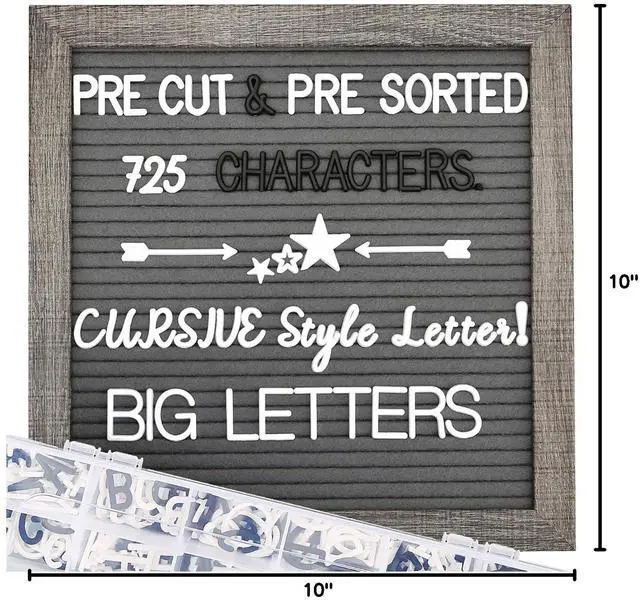 Alt view image 7 of 7 - Grey Felt Letter Board - 10x10 Inch, Pre Cut 725 Letters, First Day of School, Classroom Decor, Baby Announcements