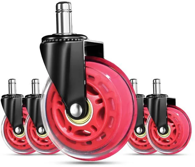 Main image of Gaming Chair Wheels - Heavy-Duty Office Chair Wheels - Replacement Rubber Casters- Universal Fit 3 Inch Chair Casters, Noise Free, Fits 98% Chair, for All Floor (Red)