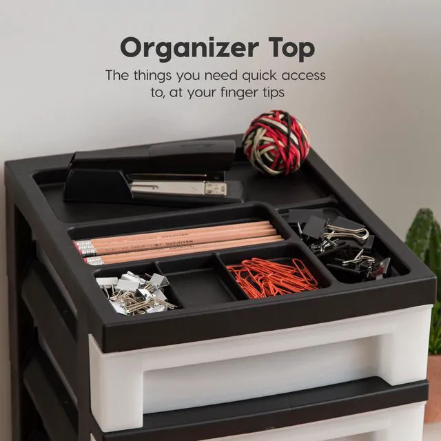 Alt view image 6 of 7 - 7-Drawer Rolling Storage Cart, Black/Pearl Keep classroom supplies, teacher essentials, craft materials, and learning tools organized with easy-access drawers
