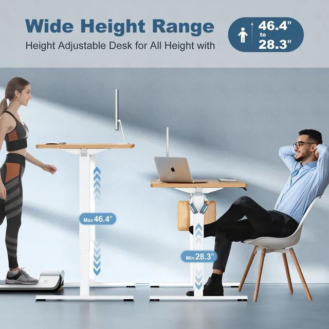 Alt view image 5 of 7 - 40 Inch Electric Standing Desk, Memory Adjustable Home Office Desk Sit Stand Up Desk for Work Home Office,Adjustable Desk, Rising Computer Table with Splice Board,Cable Management,Hook,Oak