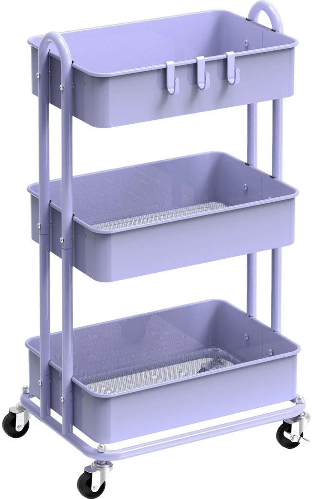 Main image of 3-Tier Heavy Duty Metal Utility Rolling Cart, Purple