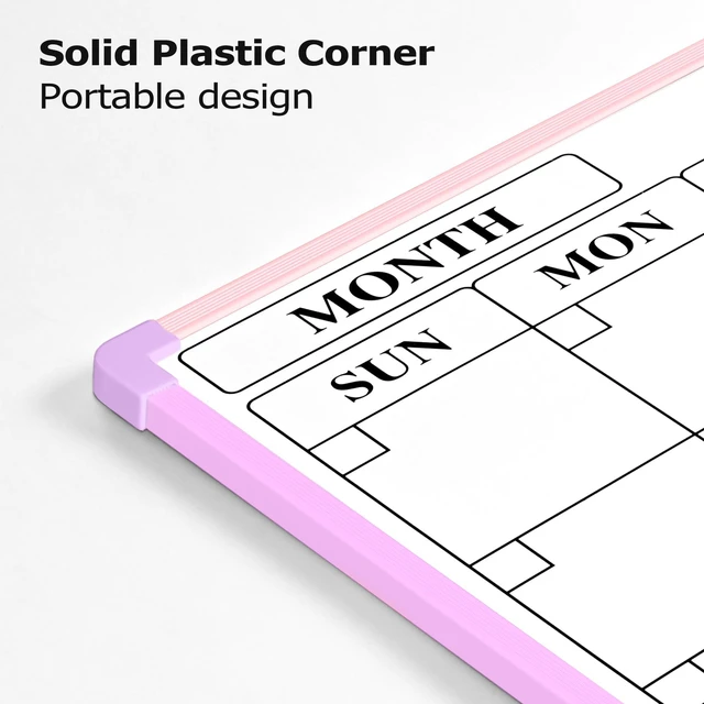 Alt view image 7 of 7 - Monthly Whiteboard Calendar for Wall, 24" x 18" Dry Erase Board with Plastic Frame, Hanging Dry Erase Calendar with 3 Mini Sticky Notes for Kitchen Planner, Memo, Home and Office, Colorful