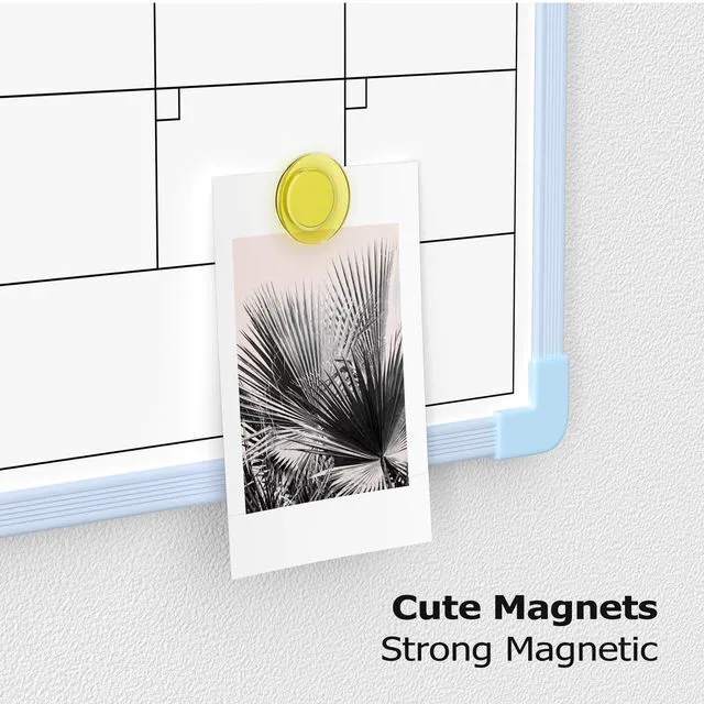 Alt view image 6 of 7 - Monthly Whiteboard Calendar for Wall, 24" x 18" Dry Erase Board with Plastic Frame, Hanging Dry Erase Calendar with 3 Mini Sticky Notes for Kitchen Planner, Memo, Home and Office, Blue