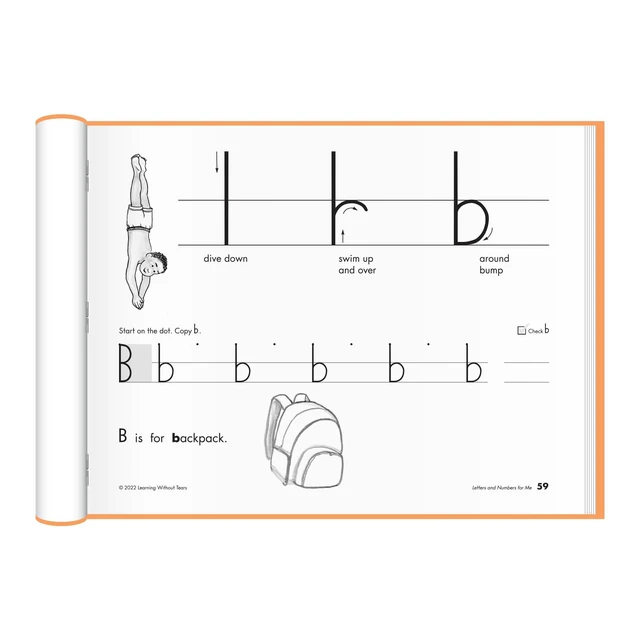 Alt view image 3 of 7 - Letters & Numbers for Me Workbook, Kindergarten Learn print handwriting with lessons that cover other language arts skills; for classroom, homeschool, tutoring, OT: 9781952970764