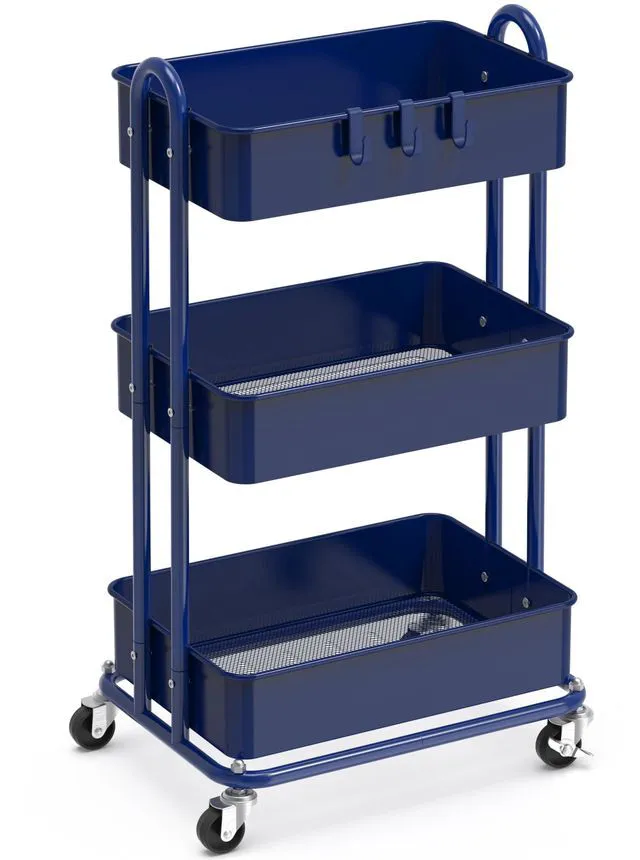 Main image of 3-Tier Heavy Duty Metal Utility Rolling Cart, Navy