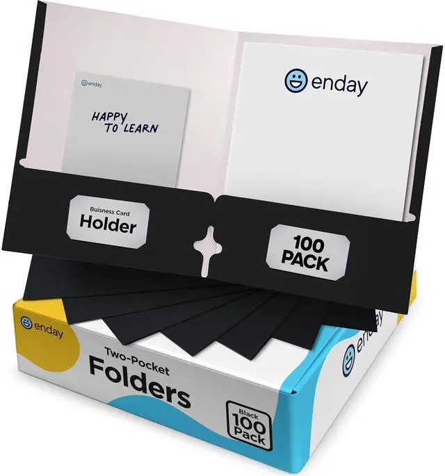 Main image of Black Paper Folders with Pockets (100 Pack) - Letter Size Two Pocket Folder Bulk, Premium Quality, Portfolio - by