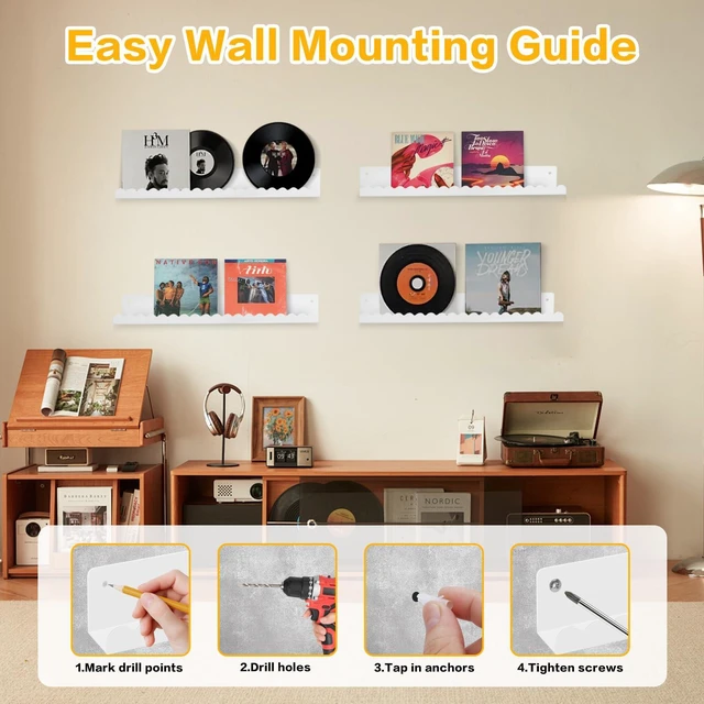 Alt view image 7 of 7 - Magnetic Book Shelf for Teacher Classroom 2-Pack 17" Whiteboard Shelves, Reusable Metal Book Holder, Holds 12.5 lbs, for Classroom Furniture, Walls, and Home Decor (White, Scalloped)