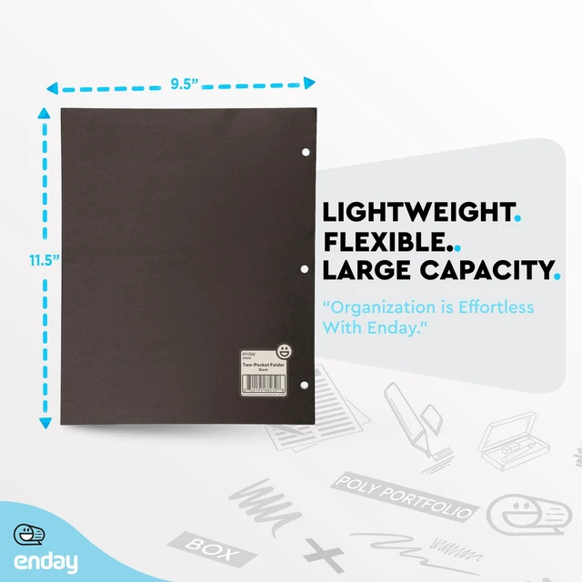 Alt view image 5 of 7 - Black Paper Folders with Pockets (100 Pack) - Letter Size Two Pocket Folder Bulk, Premium Quality, Portfolio - by
