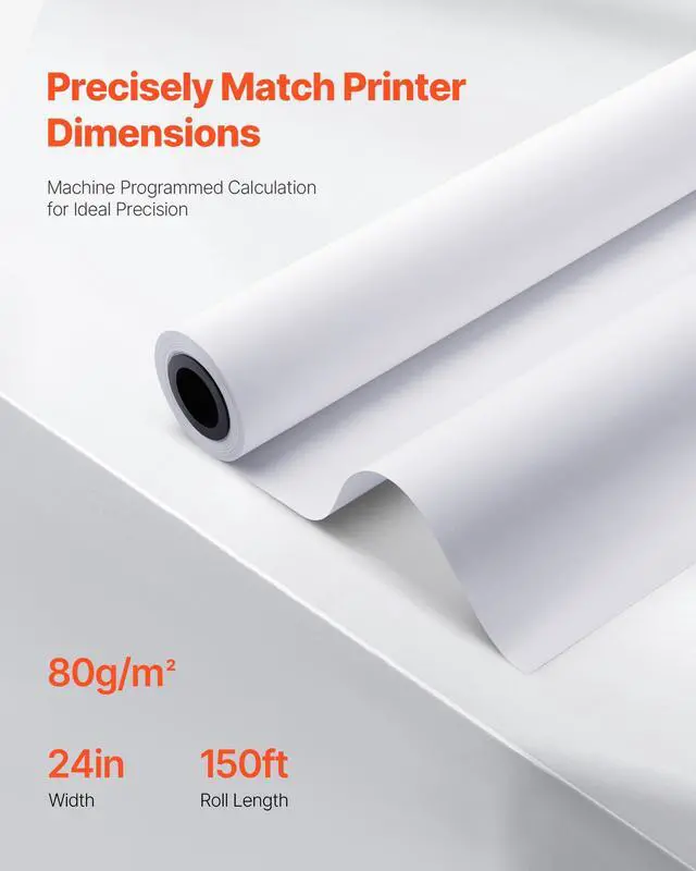 Alt view image 3 of 7 - Wide Format Paper, 24 in x 150 ft Plotter Roll, 8 Rolls CAD Bond Rolls with 2 in Core, 20 LB Bond Paper Rolls, Ideal for CAD Drawings, Engineering Plans, GIS Maps, and Architectural Designs
