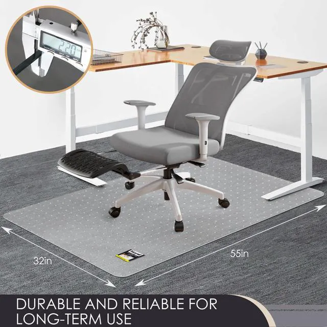 Alt view image 4 of 7 - Office Chair Mat for Carpet, Set of 2, Heavy Duty Computer Chair Mat 32''x55'', Under Desk Protector Carpeted Clear Floors Mat, Easy Chair Movement,Ship Flat