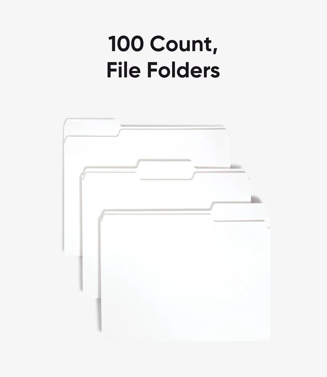 Alt view image 3 of 5 - Standard File Folders, 100 Count, White, 1/3-Cut Tabs, Letter Size (12843)