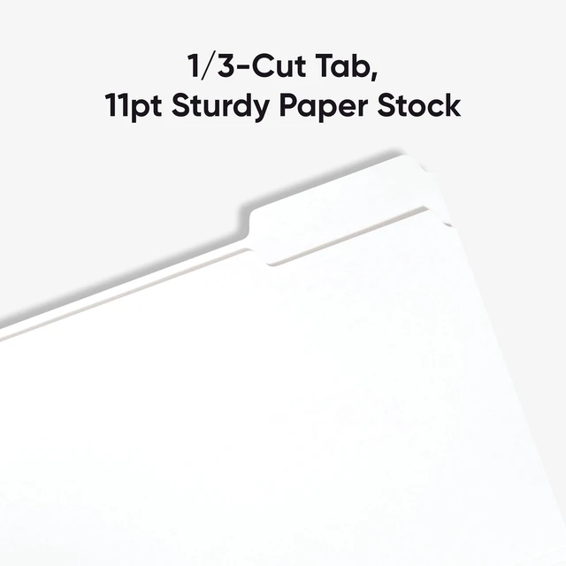 Alt view image 4 of 5 - Standard File Folders, 100 Count, White, 1/3-Cut Tabs, Letter Size (12843)
