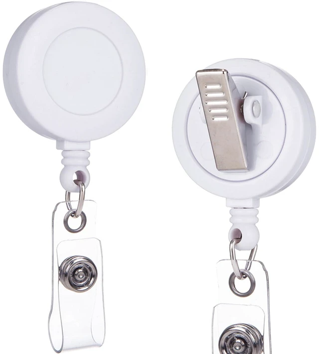 Main image of Badge Reel, ID Badge Holder Retractable Clip, White, Bulk 25 Pack with 360° Swivel Alligator Clip, 30-Inch Nylon Cord, Simple, Lightweight, Name Tag Holder for Nurse, Office Worker, Teacher