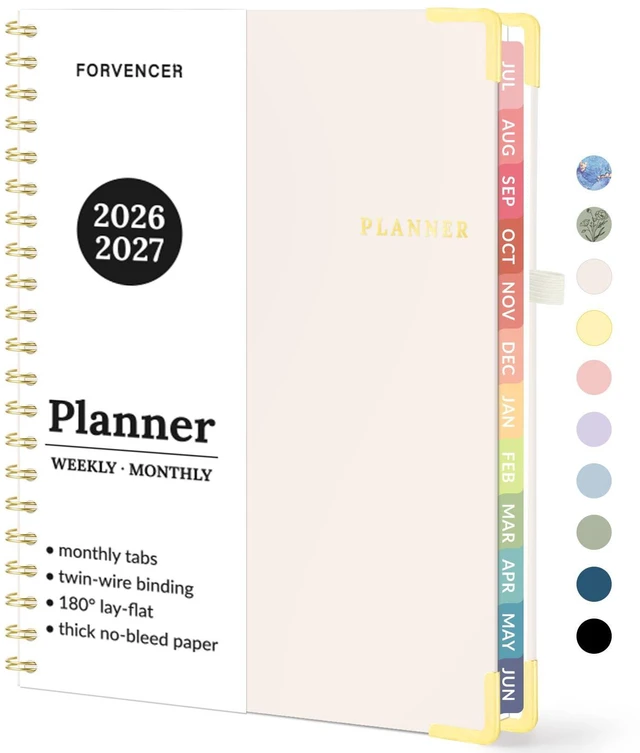 Main image of Academic Planner 2026-2027, Weekly & Monthly Hardcover Planner A4 Calendar Planner July 2026-June 2027, 8.5" X 11" Daily Agenda, School Office Notebook Teacher Student Organizer, Off-white