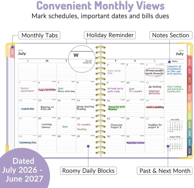 Alt view image 3 of 7 - Academic Planner 2026-2027, Weekly & Monthly Hardcover Planner A4 Calendar Planner July 2026-June 2027, 8.5" X 11" Daily Agenda, School Office Notebook Teacher Student Organizer, Navy Blue