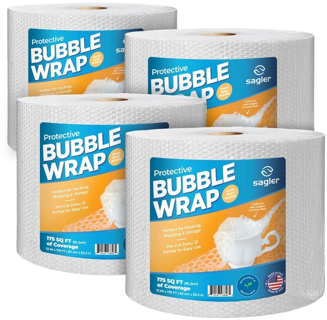 Main image of Bubble cusion for Packing & Moving - 12" Width X 600 FT 150 FT Each 4 Rolls Bubble cusion for Moving, Extra Protection for Shipping, Packaging Boxes & Mailers, Perforated Every 12 IN