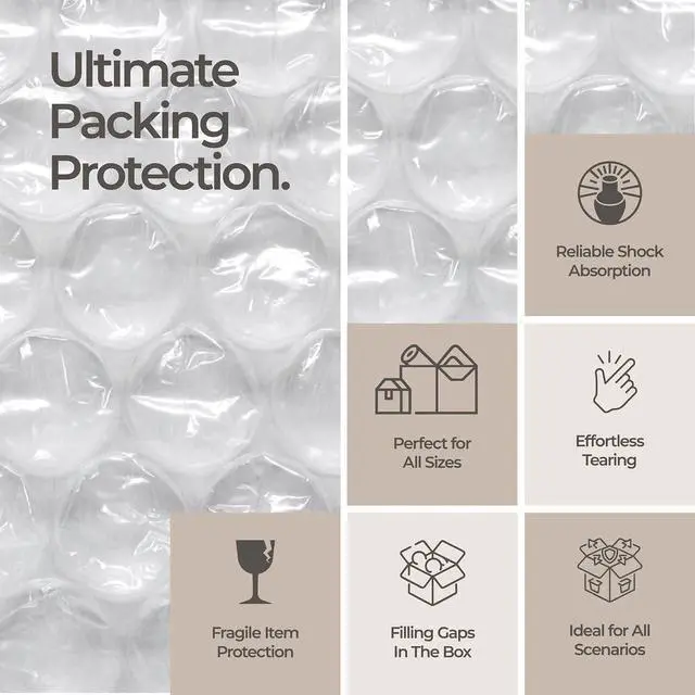 Alt view image 4 of 7 - Bubble cusion for Packing & Moving - 12" Width X 600 FT 150 FT Each 4 Rolls Bubble cusion for Moving, Extra Protection for Shipping, Packaging Boxes & Mailers, Perforated Every 12 IN