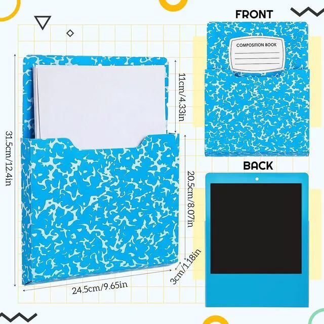 Alt view image 2 of 6 - 8 Pack Magnetic File Folder Holder for Whiteboard Classroom Storage 10"x13"x1.2" Hanging Magnetic Wall File Organizer, Refrigerator Magazine Holder, for Mail Letters Paper Desk Office