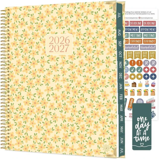 Main image of HARDCOVER Planner 2026-2027 (8.5" x 11") Academic Year (July 2026 - July 2027) - 13 Months Task Goal Planner for Women - Monthly & Weekly Agenda Book - Butter Yellow Daisies