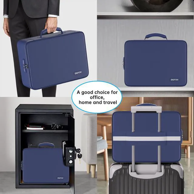 Alt view image 6 of 7 - Fireproof Document Organizer Bag with Lock Accordion File Folder 5200 Multi-Layer File Organizer Box with Lock,Heat Insulated, Water Resistant, Safe Storage for Home Office Travel, Blue