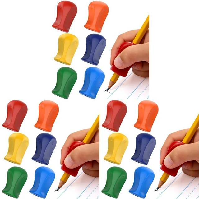 Main image of Original Pencil Grippers 6 Pcs, Improves Kids Handwriting, Ergonomic Pen Holder for Righties & Lefties, Ideal for Kids, Toddlers, Adults, Writing Tool with Finger Cushion (Pack of 3)
