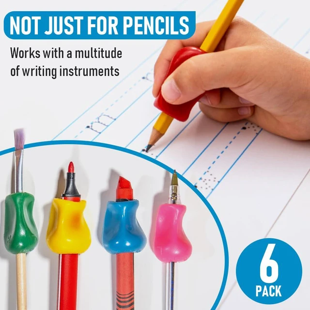 Alt view image 5 of 7 - Original Pencil Grippers 6 Pcs, Improves Kids Handwriting, Ergonomic Pen Holder for Righties & Lefties, Ideal for Kids, Toddlers, Adults, Writing Tool with Finger Cushion (Pack of 3)