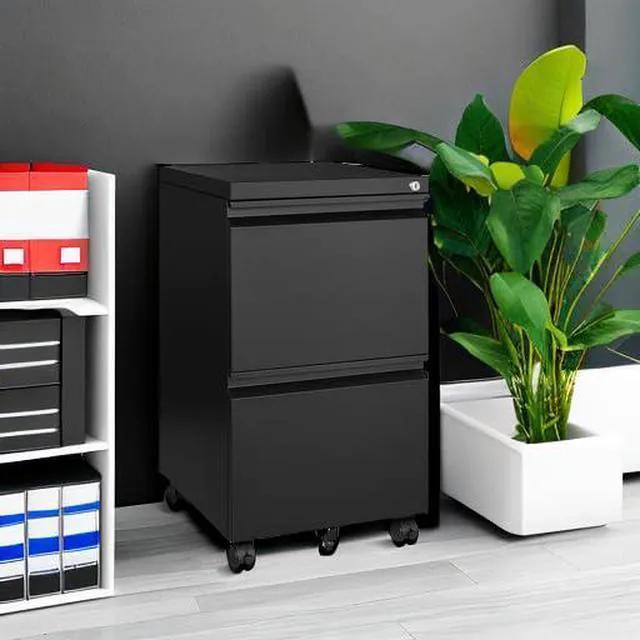 Alt view image 5 of 7 - 2 Drawers File Cabinet with Lock Metal Vertical File Cabient with Wheels Mobile File Cabinet for Office Home Legal/Letter/a4 Size Require Assembly