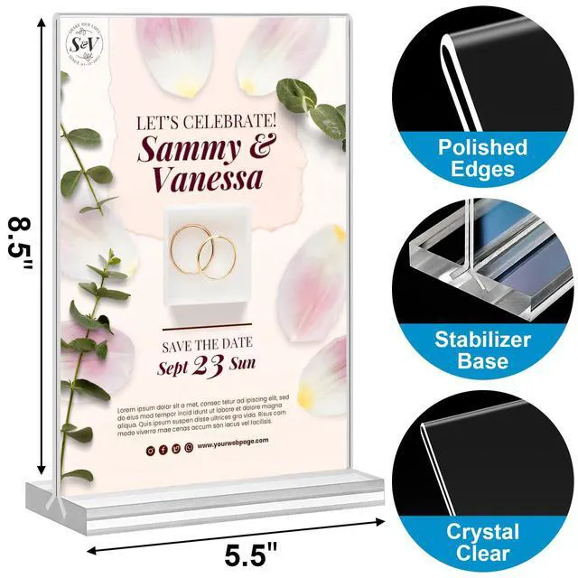 Alt view image 2 of 7 - Acrylic Sign Holder 5.5 x 8.5, 10 Pack Double-Sided Stand up Table Top Clear Sign Holders, T Shape Plastic Acrylic Picture Frame Menu Flyer Paper Holder Display Stands for Office Store Wedding Party