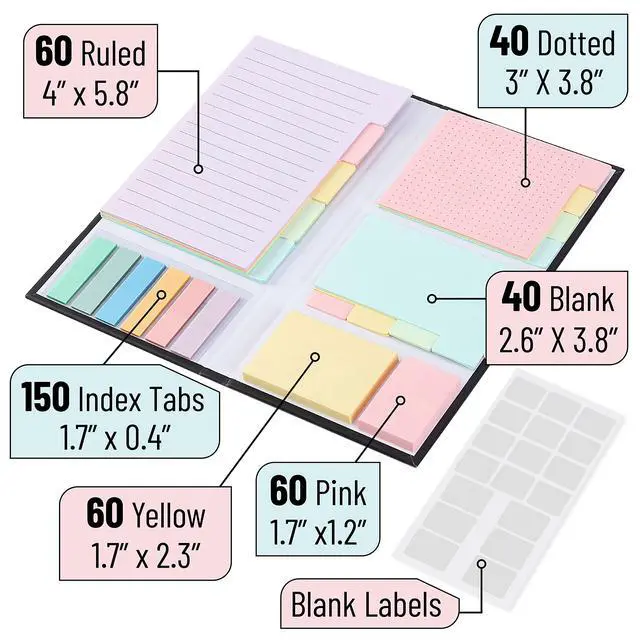 Alt view image 3 of 7 - Sticky Notes Set, 820 Pack, Ruled