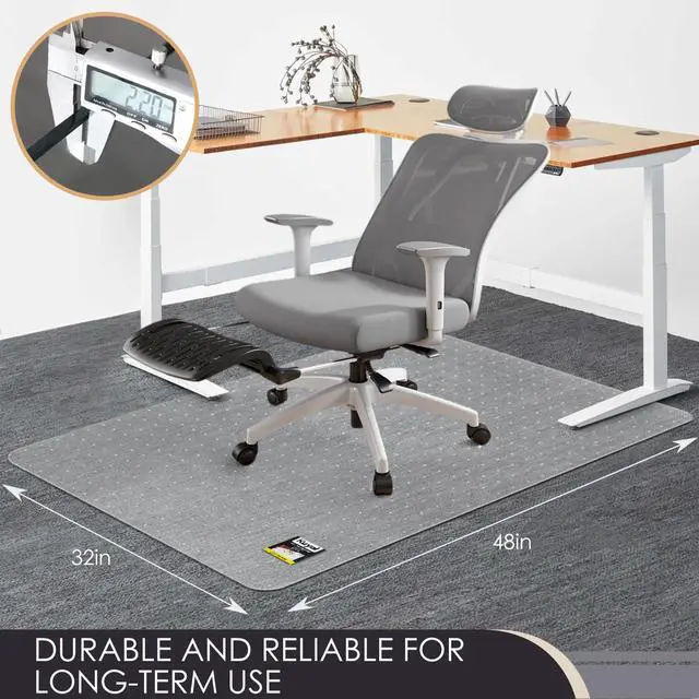 Alt view image 4 of 7 - Office Chair Mat for Carpet, Set of 2, Heavy Duty Computer Chair Mat 32''x48'', Under Desk Protector Carpeted Clear Floors Mat, Easy Chair Movement,Ship Flat
