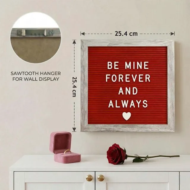Alt view image 3 of 7 - Rustic Red Felt Letter Board Sign, 10x10 Inch with Display Stand 336 letters, numbers and symbols, rustic wood frame, wall mount and stand for warm everyday home messages