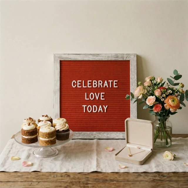 Alt view image 5 of 7 - Rustic Red Felt Letter Board Sign, 10x10 Inch with Display Stand 336 letters, numbers and symbols, rustic wood frame, wall mount and stand for warm everyday home messages