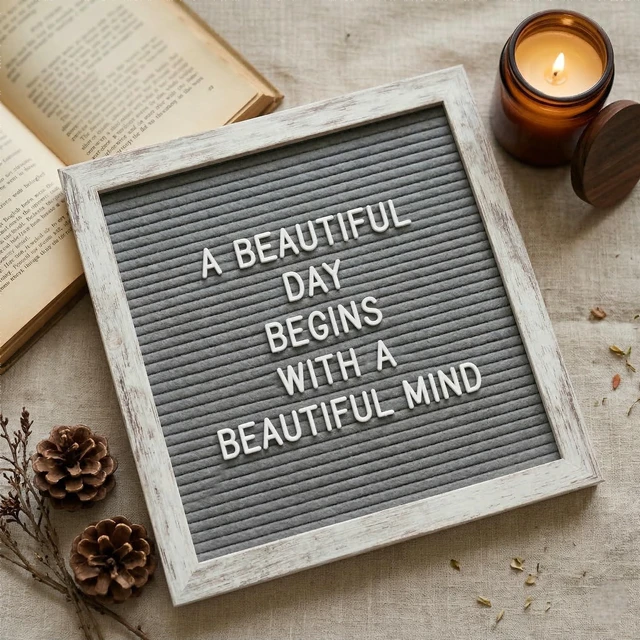 Alt view image 4 of 7 - Rustic Gray Felt Letter Board 10x10 with Stand, Wall Mount, 336 Letters Professional neutral letter board for home, entryway, office and classroom, with 336 letters, stand and wall mount