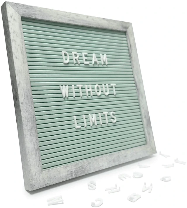 Main image of Rustic Turquoise Felt Letter Board 10x10 Inch, 336 Letters with Stand Changeable message board with stand and wall mount for home displays, creative workspaces and small spaces