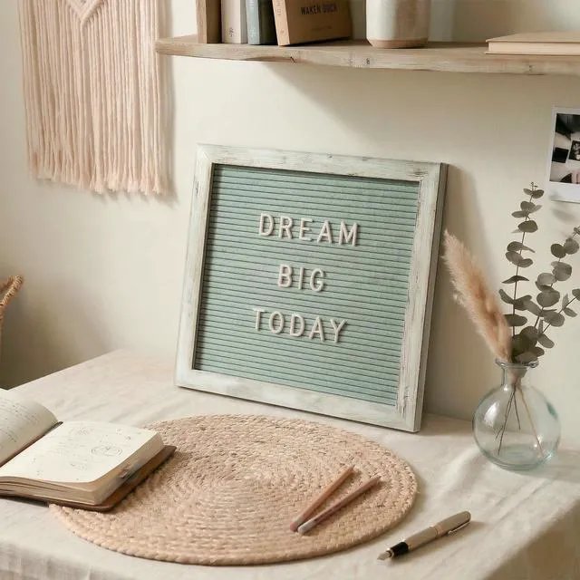 Alt view image 3 of 7 - Rustic Turquoise Felt Letter Board 10x10 Inch, 336 Letters with Stand Changeable message board with stand and wall mount for home displays, creative workspaces and small spaces