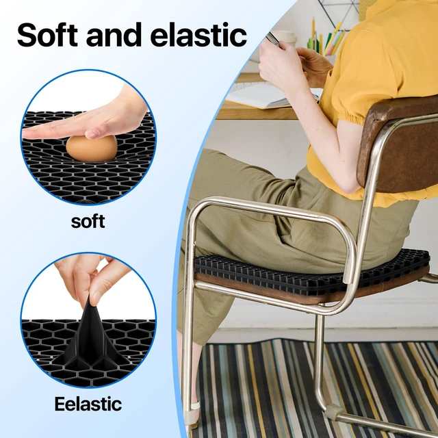 Alt view image 4 of 7 - Gel Seat Cushion, Cooling Honeycomb Design for Office Chair Car Wheelchair Cool & Breathable, Soft & Comfortable
