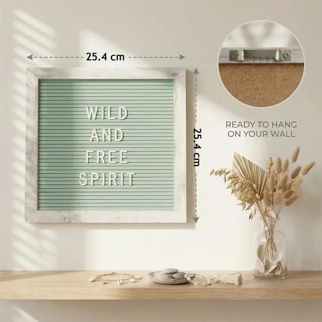 Alt view image 5 of 7 - Rustic Turquoise Felt Letter Board 10x10 Inch, 336 Letters with Stand Changeable message board with stand and wall mount for home displays, creative workspaces and small spaces