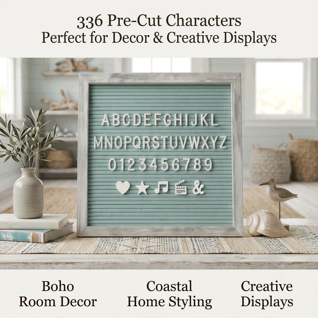 Alt view image 7 of 7 - Rustic Turquoise Felt Letter Board 10x10 Inch, 336 Letters with Stand Changeable message board with stand and wall mount for home displays, creative workspaces and small spaces