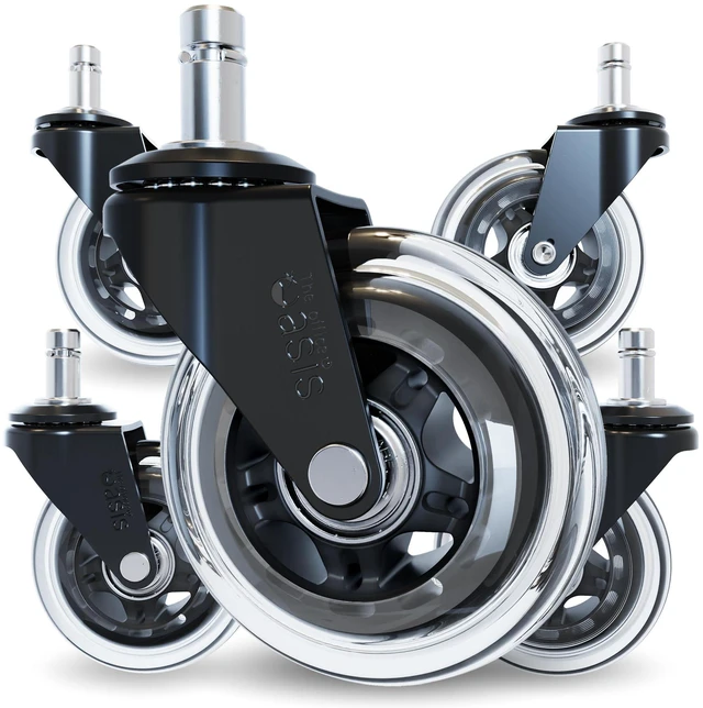 Main image of Original Office Chair Wheels (As Seen On PBS), IKEA Only Only compatible with IKEA, safe for hardwood floors & carpet, smooth & quiet casters, easy installation, set of 5