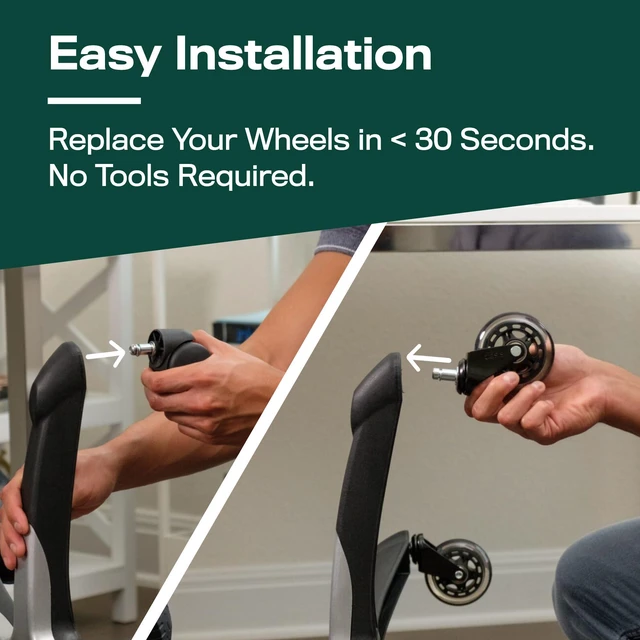 Alt view image 5 of 5 - Original Office Chair Wheels (As Seen On PBS), IKEA Only Only compatible with IKEA, safe for hardwood floors & carpet, smooth & quiet casters, easy installation, set of 5