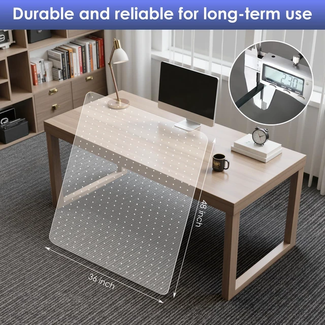 Alt view image 2 of 7 - Office Chair Mat for Carpet, Clear Heavy Duty Computer Chair Mat 36''x48'', Under Desk Protector Carpeted Floors Mat, Easy Chair Movement,Ship Flat