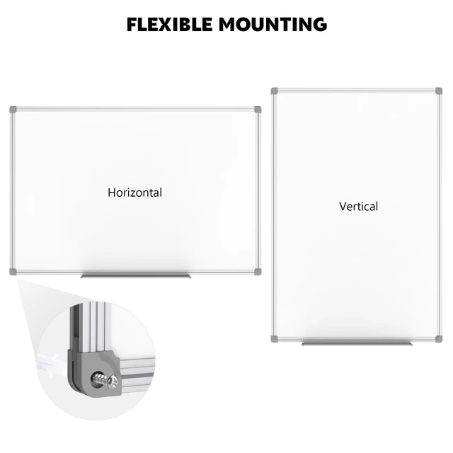 Alt view image 3 of 7 - White Board Dry Erase Board 48 x 36 Inch, Magnetic Whiteboard 4 x 3 Silver Aluminium Frame, Set Including 1 Detachable Aluminum Marker Tray, 3 Dry Erase Markers, 8 Magnets