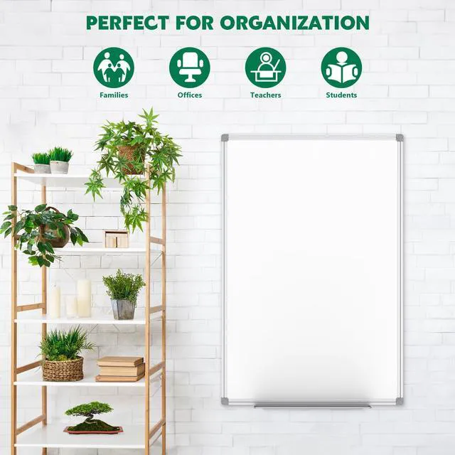Alt view image 4 of 7 - White Board Dry Erase Board 48 x 36 Inch, Magnetic Whiteboard 4 x 3 Silver Aluminium Frame, Set Including 1 Detachable Aluminum Marker Tray, 3 Dry Erase Markers, 8 Magnets