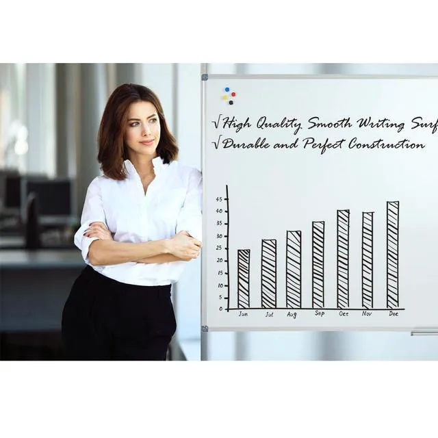 Alt view image 6 of 7 - White Board Dry Erase Board 48 x 36 Inch, Magnetic Whiteboard 4 x 3 Silver Aluminium Frame, Set Including 1 Detachable Aluminum Marker Tray, 3 Dry Erase Markers, 8 Magnets